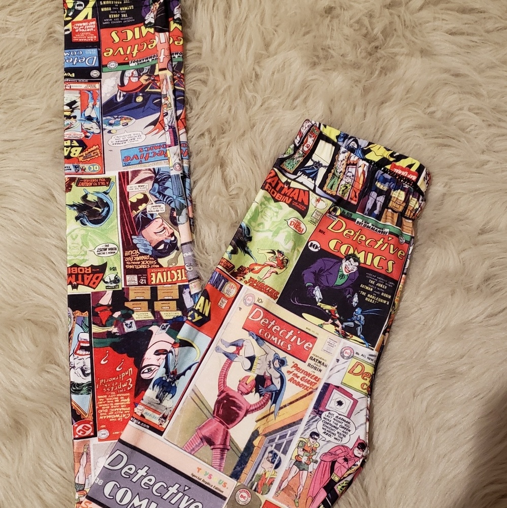 Vintage Comic Batman & Robin Leggings Sz S EUC